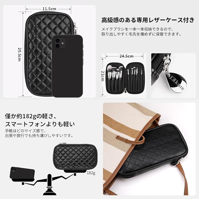 DUcare Makeup Brushes with Case 10Pcs Travel Makeup Brushset Women Gift Premium Synthetic Kabuki Foundation Blending Brush Face Powder Blush Concealers Eye Shadows with bag-FemmiqueWomen