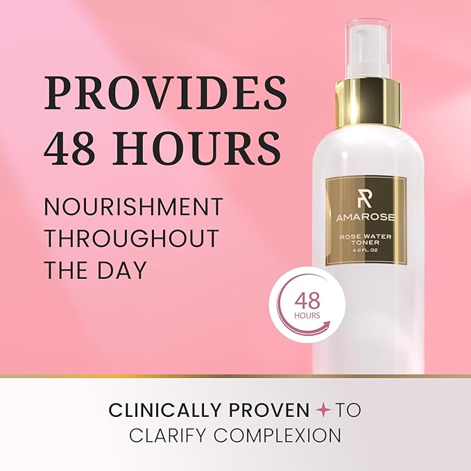 Amarose Rose Water Spray - Revitalizing, Facial Toner - Water for Face - Rose Water Toner - All Skin Types - Hydrating- Rosewater, Spray, Mist with Hyaluronic Acid-FemmiqueWomen