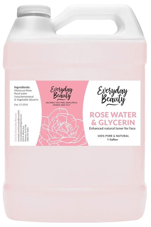 Rose Water & Glycerin Enhanced Facial Toner - 1 Gallon Bulk Alcohol-Free Vegan All Natural Refreshing for Face and Hair - Uplifts, Calming & Soothing for All Skin Types-FemmiqueWomen