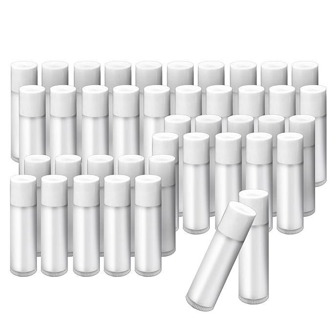 1st Choice 50 Lip Balm Empty Container Tubes 3/16 Oz (5.5ml), Natural White Color-FemmiqueWomen