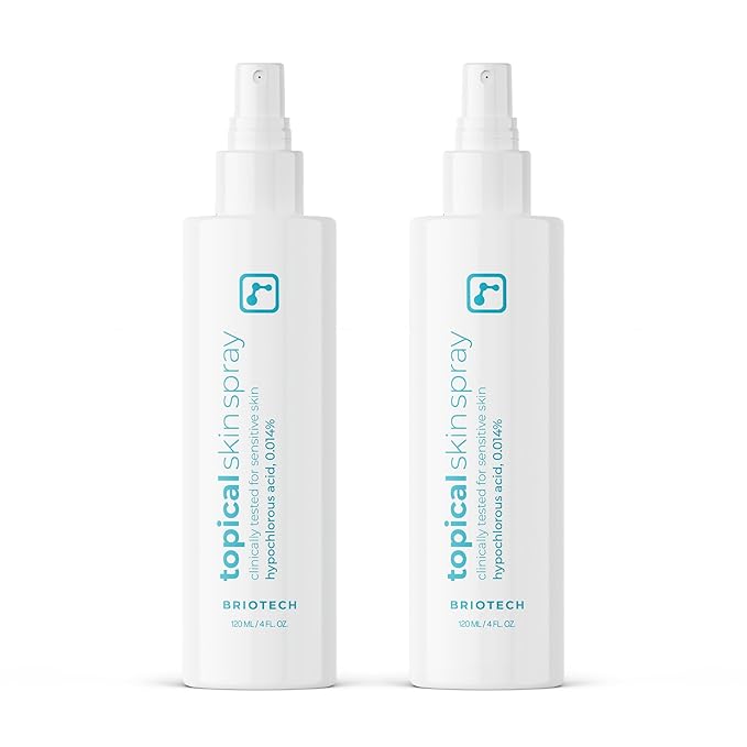 BRIOTECH Topical Skin Spray, Hypochlorous Acid Spray for Sensitive Skin, HOCl Facial Mist, Full Body Support Against Irritation, Calm Redness, Soothe Foot & Scalp, 4 oz (2 Pack)-FemmiqueWomen