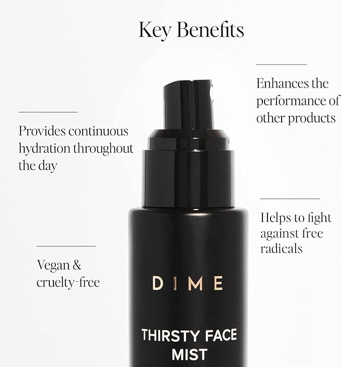 Dime Beauty Thirsty Face Mist with Electrolytes, Meadowfoam, and Sea Buckthorn, Hydrating Facial Spray, 2 oz / 60 ml-FemmiqueWomen