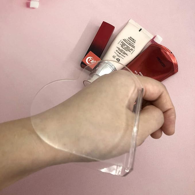 2pcs Heart-shaped Clear Acrylic Nail Art Display Cosmetic Makeup Palette Spatula Tool Best for Nail Art Eye Shadow Eyelash Beauty Accessories-FemmiqueWomen