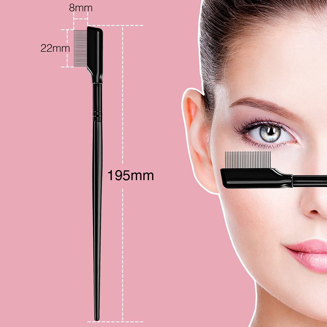 2Pcs Eyelash Separator, Eyelash Comb Lash Brush Separator, Lash Comb Eyelashes Curler Makeup Mascara Applicator, Eye Makeup Brush Tools, Metal Teeth Eyelashes Grooming Tool-FemmiqueWomen