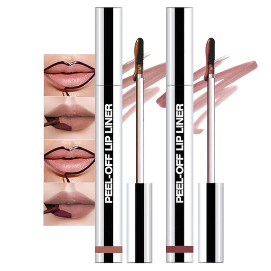 2 Pcs Matte Liquid Lip Stain Peel Off Lip Liner, Long Lasting Lip Tattoo, Waterproof & Transfer-Proof Lip Liner Peel Off Lip Gloss for All Skin Types. 0.12 fl oz #02+#03-FemmiqueWomen