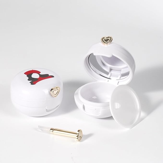 2 Pack Lip Balm Containers,Plastic Portable Empty Lip Balm Container with Mirror and Silicone Lip,Empty Lipstick Dispenser Box for Travel,Home-FemmiqueWomen