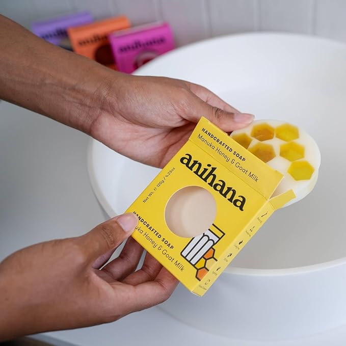 ANIHANA Handcrafted Natural Soap with Coconut Oil, Gentle Cleansing, Paraben Free, Refreshing Manuka Honey & Goat Milk Scent, 4.23 oz-FemmiqueWomen