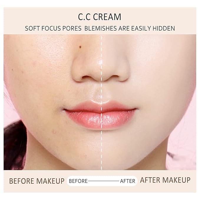 2pcs Skin Tone Adjusting CC Cream SPF 50, New Cosmetics CC Cream, Pre-makeup Primer Moisturizing Skin Concealer Brightening Skin Tone(Natural Color)-FemmiqueWomen