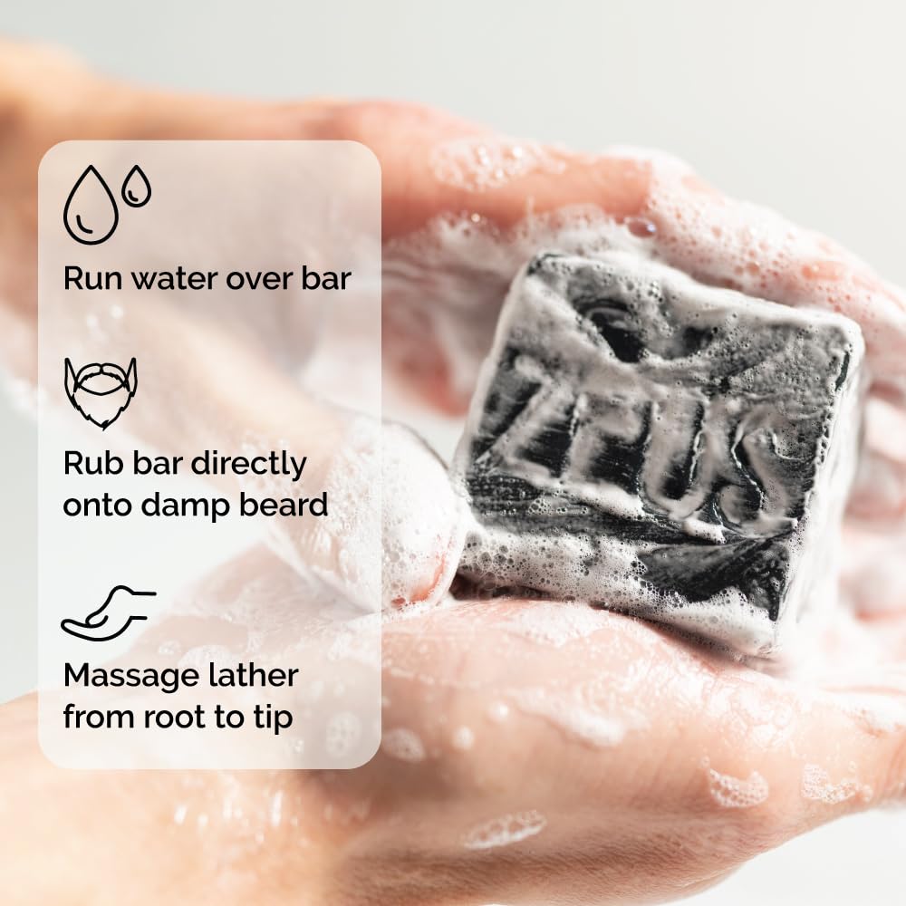 ZEUS Beard Wash Bar for Men, All-Natural Hydrating Shampoo, Skin-Clarifying Soap & Beard Care Cleanser with Natural Ingredients, Anti-Itch & Gentle on Skin (Made in USA) Sandalwood-FemmiqueWomen