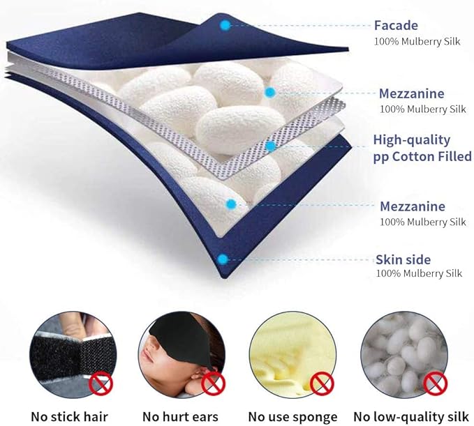 100% Natural Mulberry Soft Silk Sleep Mask, Light Blocking Eye Masks For Sleep, Night Blindfold Eye Mask Cover For Men And Women, Sleeping Night Mask For Travel (Pink)-FemmiqueWomen