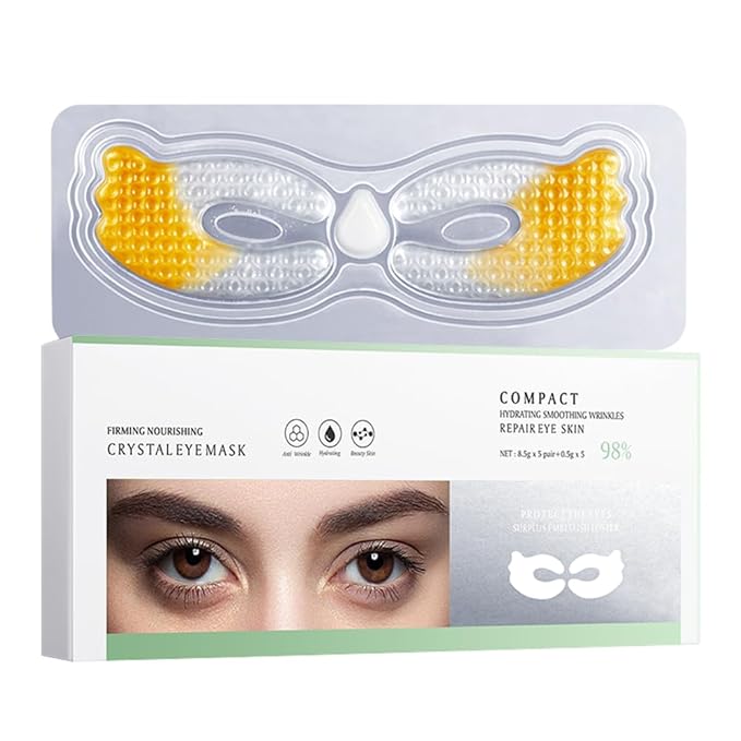 3D Crescent Design Under Eye Patches (5 Pairs) - Crystal Under Eye Mask with Eye Cream, Specifically for Canthus Wrinkles and Dryness Around the Eyes (Crystal)-FemmiqueWomen