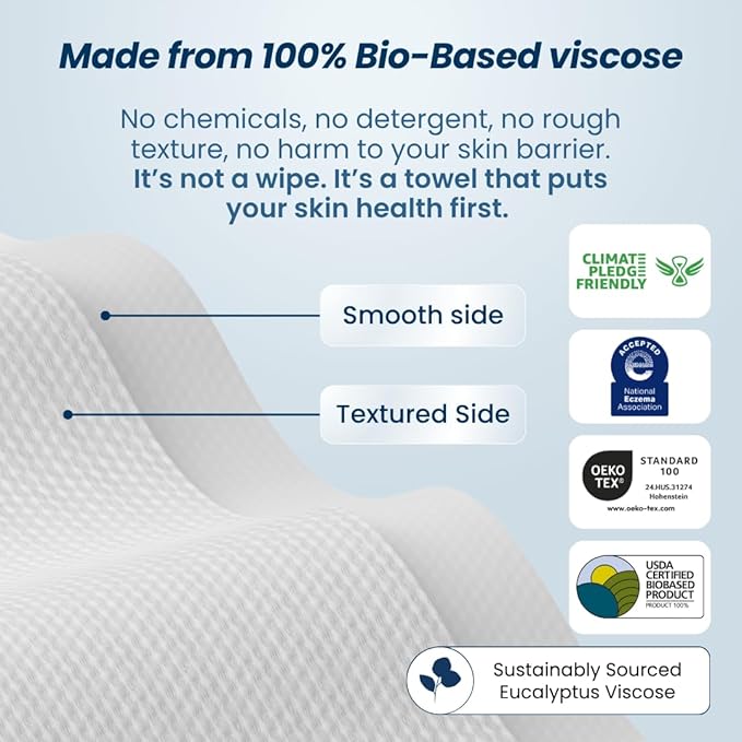 Clean Skin Club Clean Towels XL™ Supreme, 100% USDA Biobased Dermatologist Approved Face Towel, Gentle Exfoliation, Disposable Facial Washcloth, Makeup Remover Dry Wipes, 50 Count-FemmiqueWomen