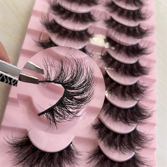 FANXITON Mink Lashes False Eyelashes Dramatic Full Mink Lashes Wispy 19 MM Natural Look 3D Fake Eyelashes 10 Pairs Pack-FemmiqueWomen