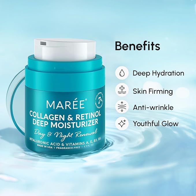 MAREE Face Moisturizer Retinol Cream for Face - Wrinkle Cream for Women - Anti Aging Face Cream - Facial Moisturizer with Collagen - Crema Hidratante Para la Cara for Skin Tightening-FemmiqueWomen