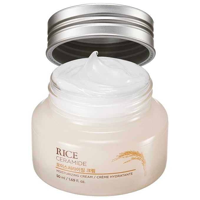 The Face Shop Rice Ceramide Moisturizing Cream - Rice Extract + Rice Bran Oil - Hydrating Targets Dryness, Brightening - Dermatologically Tested - Lightweight Moisturizer Face Cream - Korean Skin Care-FemmiqueWomen