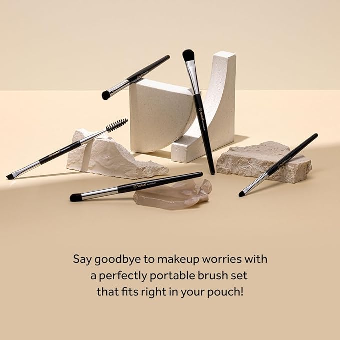 Eye Makeup Brush Set 5 Pcs | Small & Portable Eye Shadow Brushes | Korean Eye Makeup Brushes | Premium Synthetic Bristles for Professionals-FemmiqueWomen