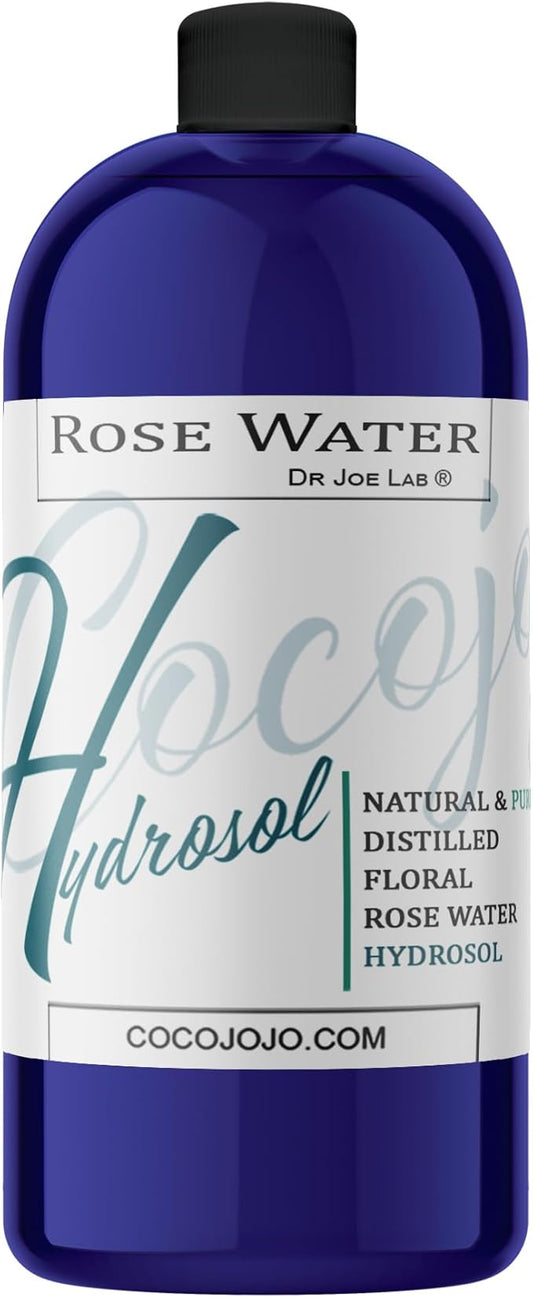 Rose Hydrosol Water Spray Toner 32 oz for Face Hydrating Mist Hydration Pure & Natural Rosewater Hydrosol All Skin Types Face Skin Pores Body Locs Cleansing Bulk Refill COCOJOJO - Packaging May Vary-FemmiqueWomen