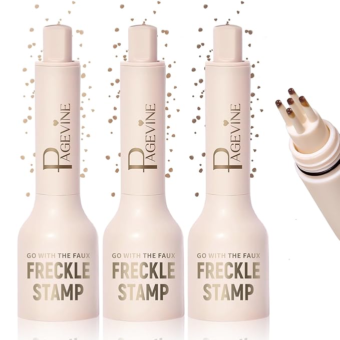 3pcs Faux Freckle Stamp Pen, Liquid Fake Freckles Stain Tattoo Marker Waterproof Long Lasting for Natural Sunkissed Makeup for Women Girl -3 Colors Brown-FemmiqueWomen