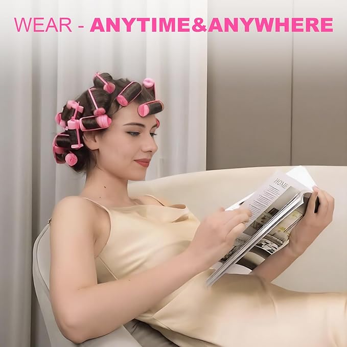 36 Pieces Foam Sponge Hair Rollers - Soft Sleeping Flexible Styling Curlers for Hair Styling (Pink)-FemmiqueWomen