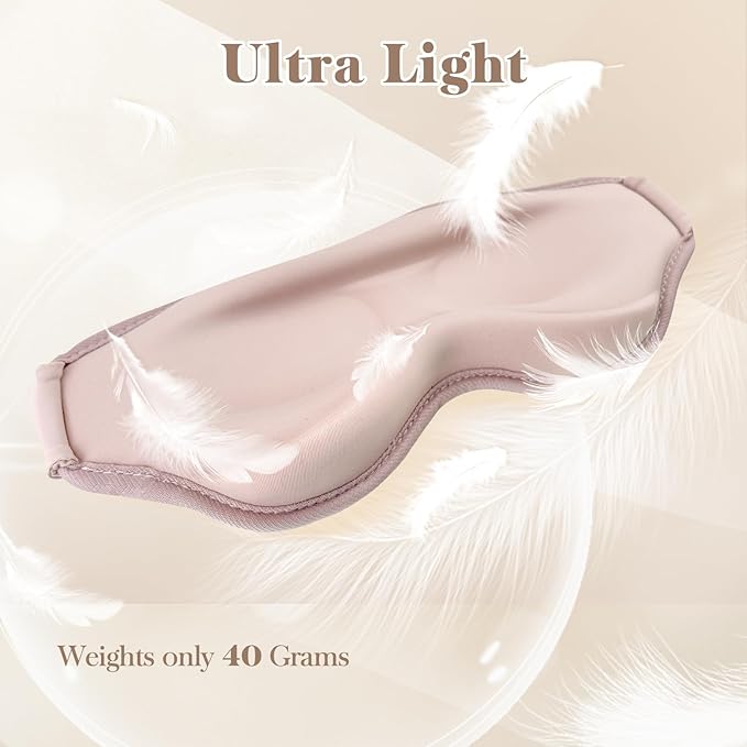 3D Cooling Eye Mask Sleep Mask for Men & Women, 100% Pressure-Free & Light Block-Out Eye Mask for Sleep with Easy Adjustable Strap, Night Eye Cover for Travel, Pink-FemmiqueWomen