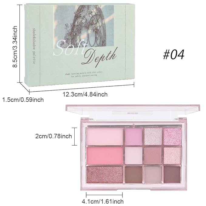 12 Colors Nude Brown Pink Matte Shimmer Eyeshadow Palette for Eye Makeup,High Pigmented Tan Purple Eye Shadow Primers Powder Palet de sombras de ojos-FemmiqueWomen