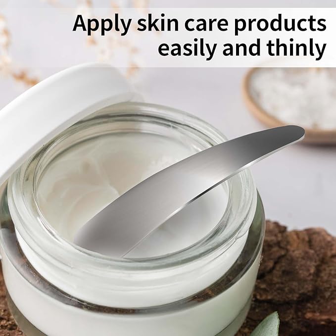 2Pcs Mini Metal Cosmetic Spatulas, Makeup Spatulas, Skincare Spatula, Cream Spatula, Beauty Accessories for Mixing and Sampling Plant Masks, Skin Care Creams, Eye Cream, Essences(Silver)-FemmiqueWomen