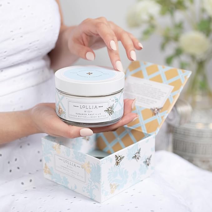 LOLLIA Wish Body Butter, 5.5 oz. - Sugared Pastille Fragrance - Shea Butter & Cocoa Butter, Body Lotion for Women, Hydrating & Smooth Body Moisturizer-FemmiqueWomen