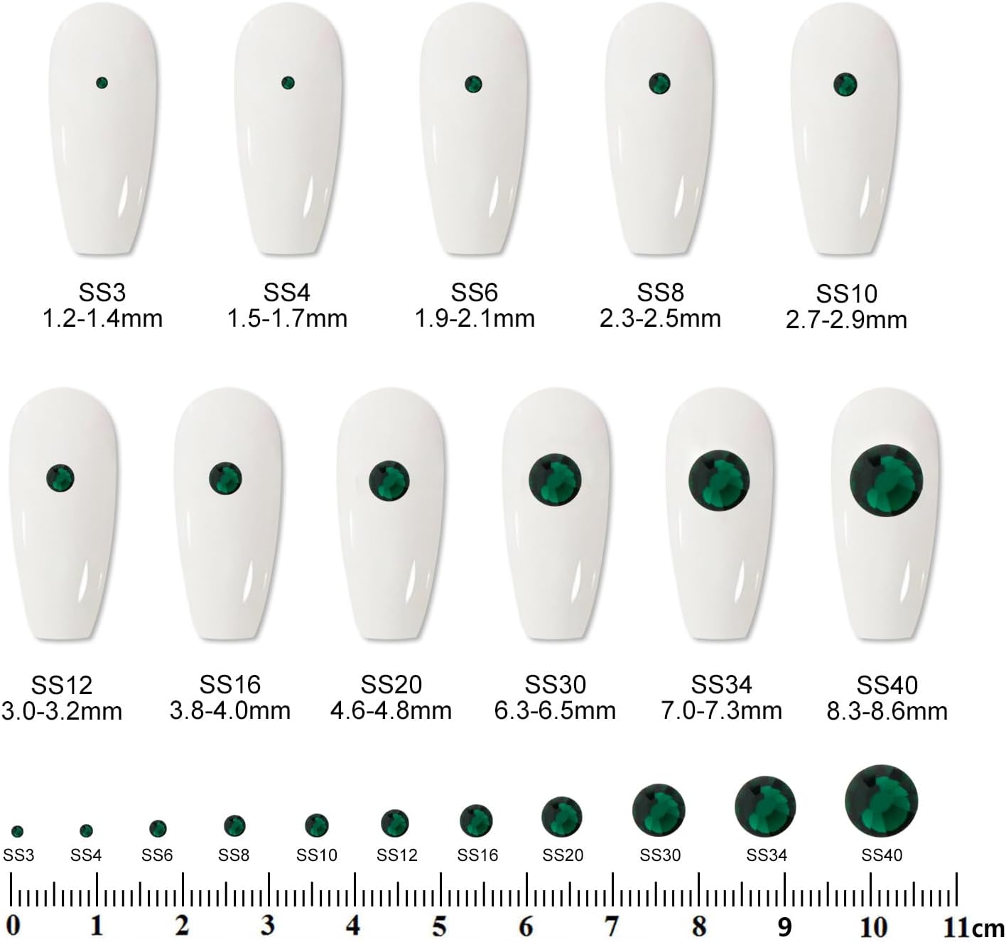 3000PCS SS8 Flatback Rhinestones | 12-Facet Diamond-Cut Glass Gems for Nail Art, Clothing, DIY Crafts |Glue-On Decoration Stones with Silver Backing(Emerald)-FemmiqueWomen