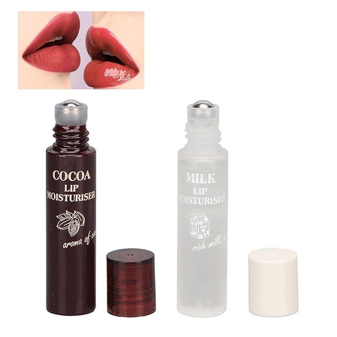 2pcs Lip Balm, Cocoa Bean Lip Oil, Milk Lip Oil, Hydrating Nourishing Roll On Lip Gloss Roll On Design Overlay Different Aroma-FemmiqueWomen