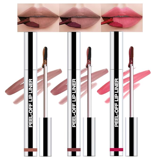 3 Pcs Matte Liquid Lip Stain Peel Off Lip Liner, Long Lasting Lip Tattoo, Waterproof & Transfer-Proof Lip Liner Peel Off Lip Gloss for All Skin Types. #02+#03#06-FemmiqueWomen