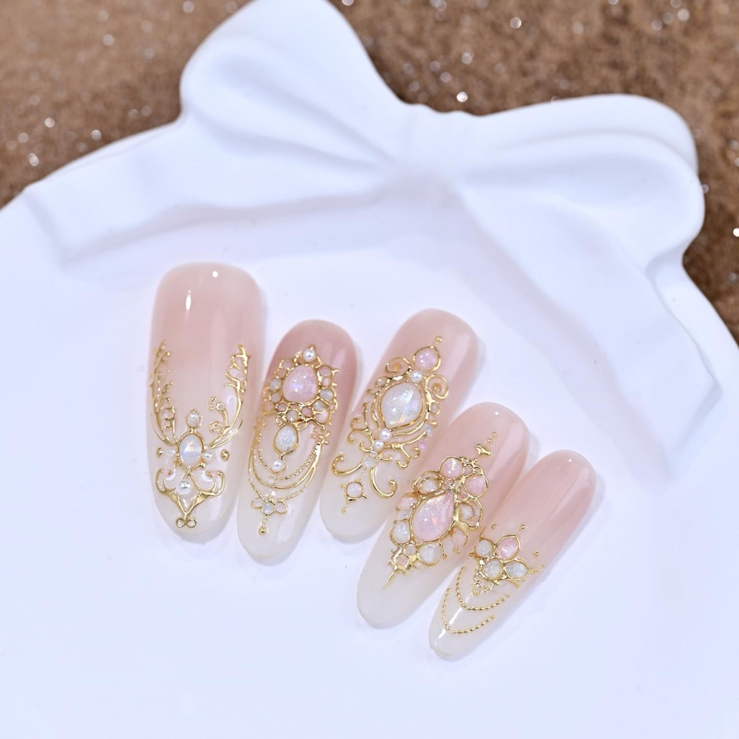 1 Sheets Gold Nail Stickers for Nail Art Holographic Laser Embossed Nail Art Stickers Gems Designs Nail Decals 5D Self-Adhesive Summer Fall Nail Decoration for Women Nail Supplies-FemmiqueWomen