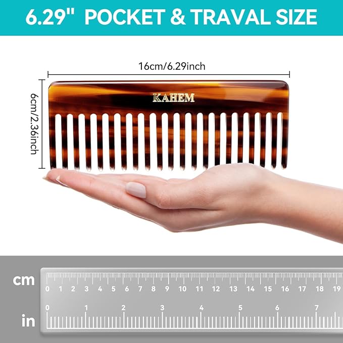 2-Piece Set Handcrafted Acetate Wide Tooth Combs - 6.29" Premium Detangler for Women, Men & Kids, Ideal for Curly, Long & Short Hair - Professional Quality for Wet/Dry Use-FemmiqueWomen