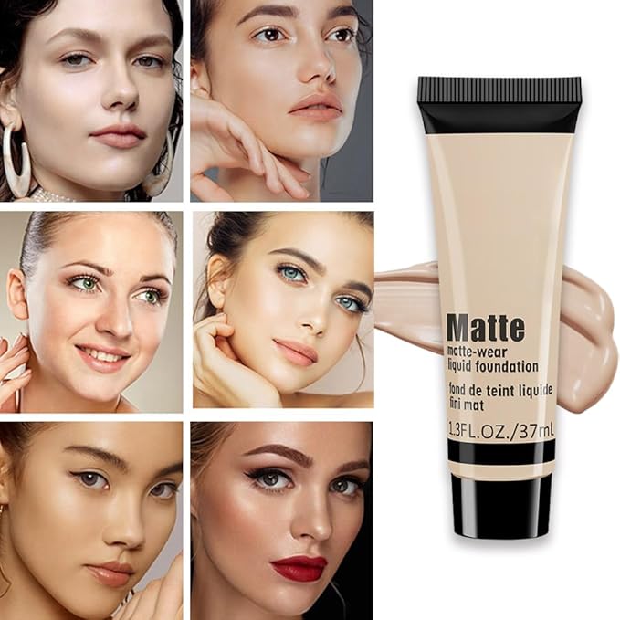 1 Pack Liquid Foundation Cream for Face Makeup,Durable Full Coverage Matte Concealer Make Up,Oil Control & Waterproof Base Primer -1 Fl.Oz-BEIGE 4#-FemmiqueWomen