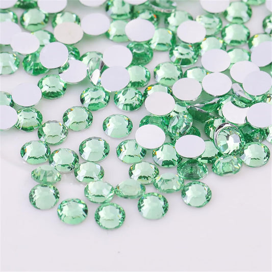 3000 Pieces SS6 2mm Flatback Rhinestones Clear Glass Round Gems Crystals for Nail Art DIY Crafts Clothes Shoes Bags （Light Green）-FemmiqueWomen