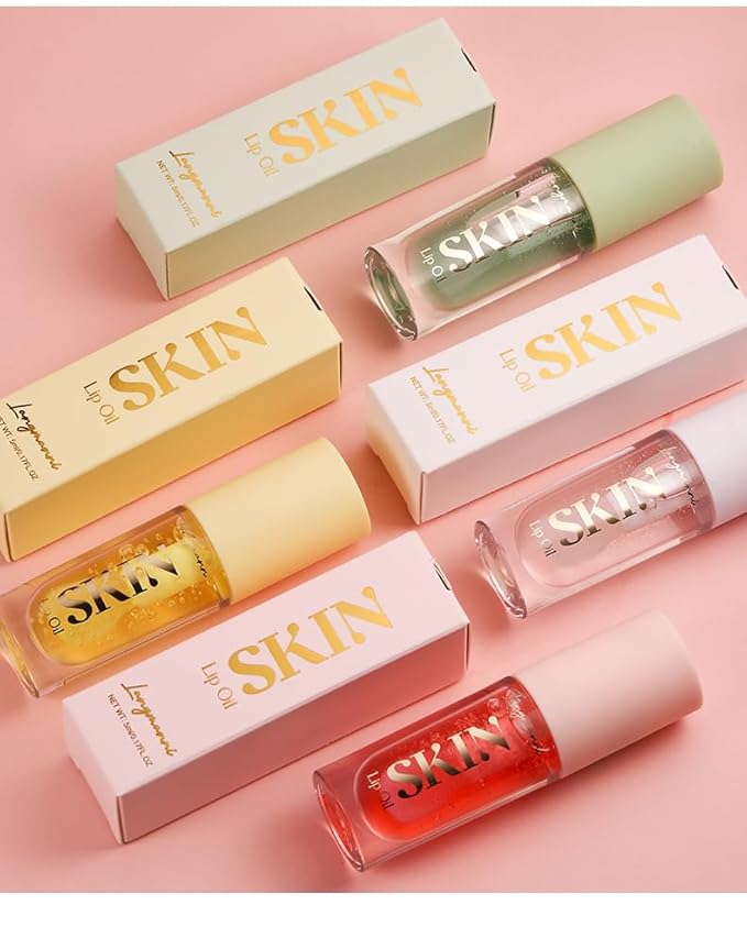 2Pack Big Brush Head Hydrating Lip Glow Oil Plumping Lip Tint, Hydrating Lip Gloss Tinted Lip Balm Transparent Lip Care, Long Lasting Nourishing Non-sticky Fresh Texture (Strawberry + Cherry)-FemmiqueWomen