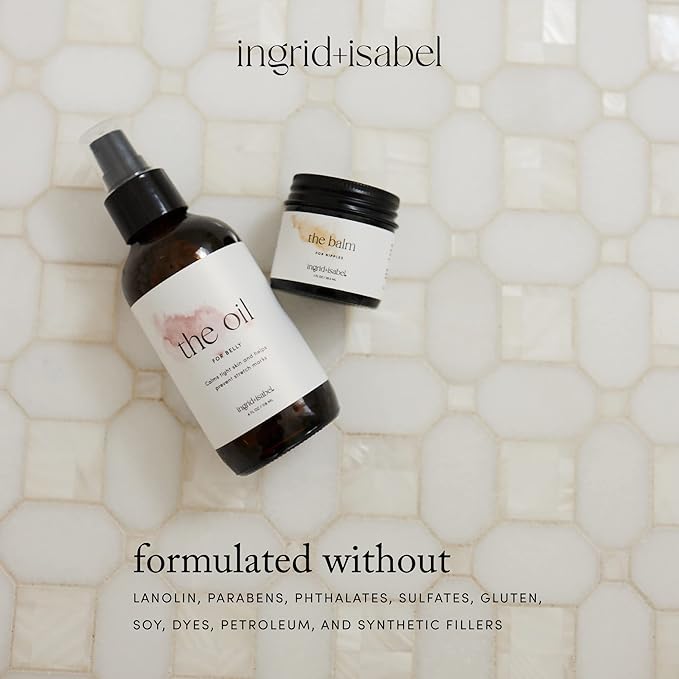 Ingrid & Isabel, The Oil, Organic Belly & Body Oil, Prevents Stretch Marks & Scars, Maternity & Pregnancy Skincare, 4 Fl Oz-FemmiqueWomen
