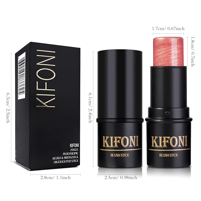 2 Pcs Cream Blush Stick Makeup Kit, Natural Shimmer & Matte Stick Blush Wand for Cheeks, Lightweight Blendable Silky Cream Blush Makeup -Shimmer Blush (#01 Shimmer Pink #04 Shimmer Fuchsia)-FemmiqueWomen