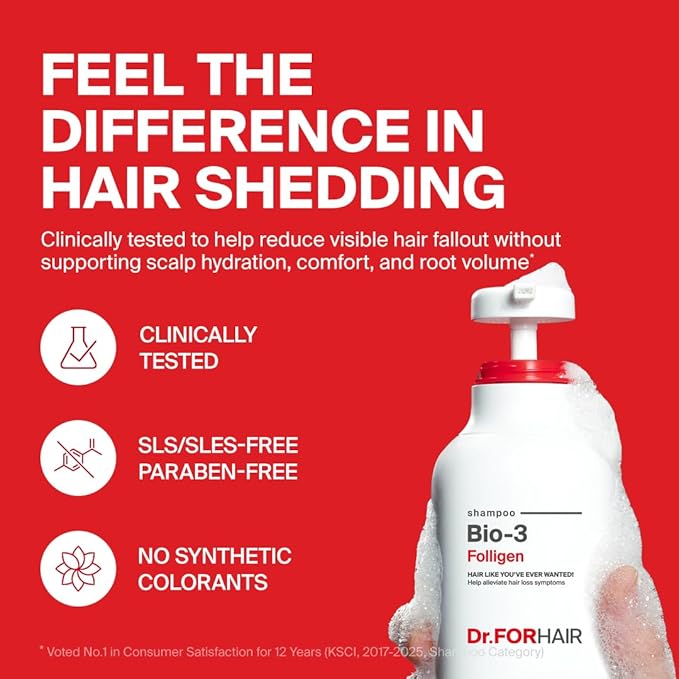 Dr.FORHAIR Bio-3 Folligen Shampoo 500 ml/16.91 fl. oz. | Hair Strengthening and Volumizing | Revitalizes and Moisturizes-FemmiqueWomen