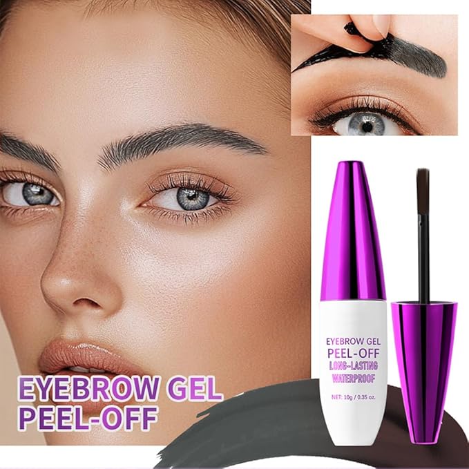 2Pcs Peel Off Eyebrow Tint Gel - Waterproof & Sweatproof All-Day Wear, Transfer-Resistant Tattoo Effect, All Skin Types + Mother’s Day Gift Set, 01#Black-FemmiqueWomen