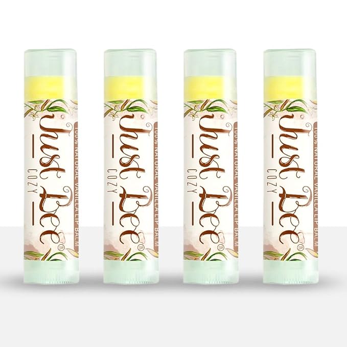 100% Natural Beeswax Lip Balm with Organic Oils (Cozy Vanilla, 4 pack)-FemmiqueWomen
