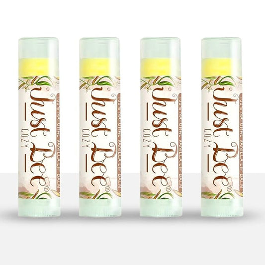 100% Natural Beeswax Lip Balm with Organic Oils (Cozy Vanilla, 4 pack)-FemmiqueWomen