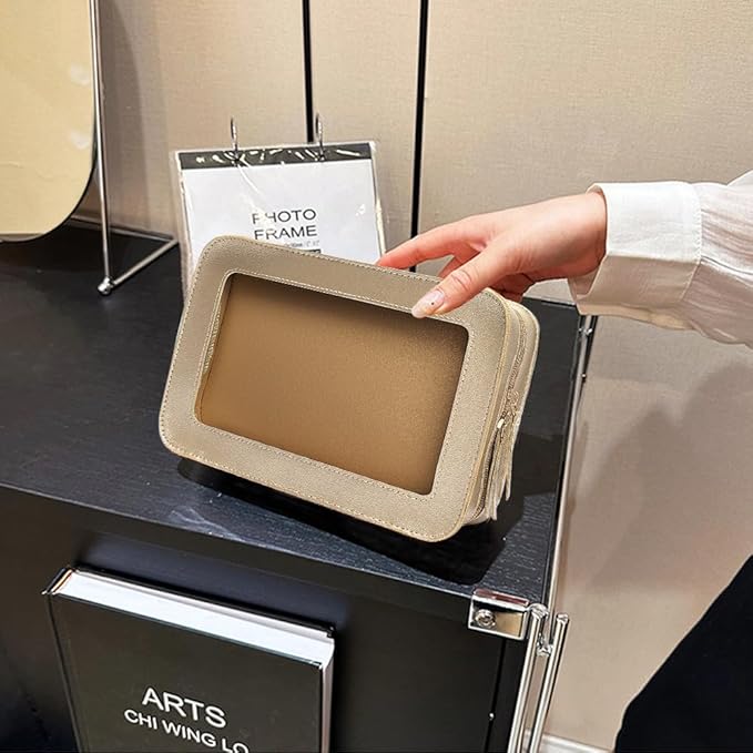 Clear Makeup Bag Small, TSA Approved Portable Toiletry Bag with Zipper Cosmetic Travel Bag Makeup Organizer Case Mini Makeup Pouch for Purse Car Organizer Bag for Women Men-FemmiqueWomen