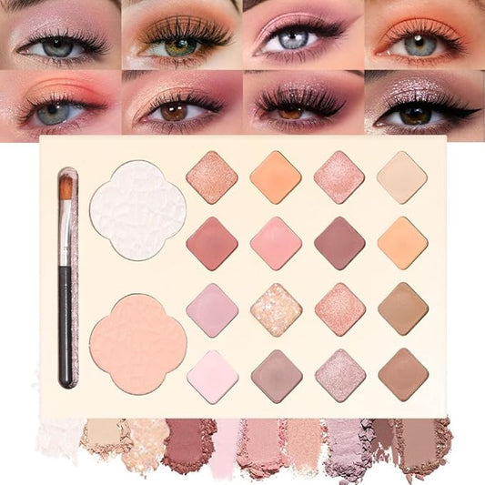 18 Girds Colorful Matte Shimmer Eyeshadow Palette for Eye Makeup,High Pigmented Eye Shadow Primers Powder Palet de sombras de ojos-FemmiqueWomen
