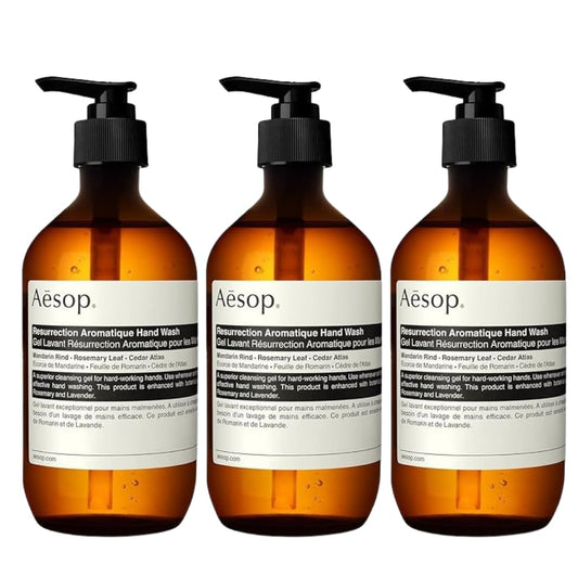Aesop Resurrection Aromatique Hand Wash | Gentle Cleanser with Orange, Rosemary and Lavender Oils | 500mL / 16.9 oz (Pack of 3)-FemmiqueWomen