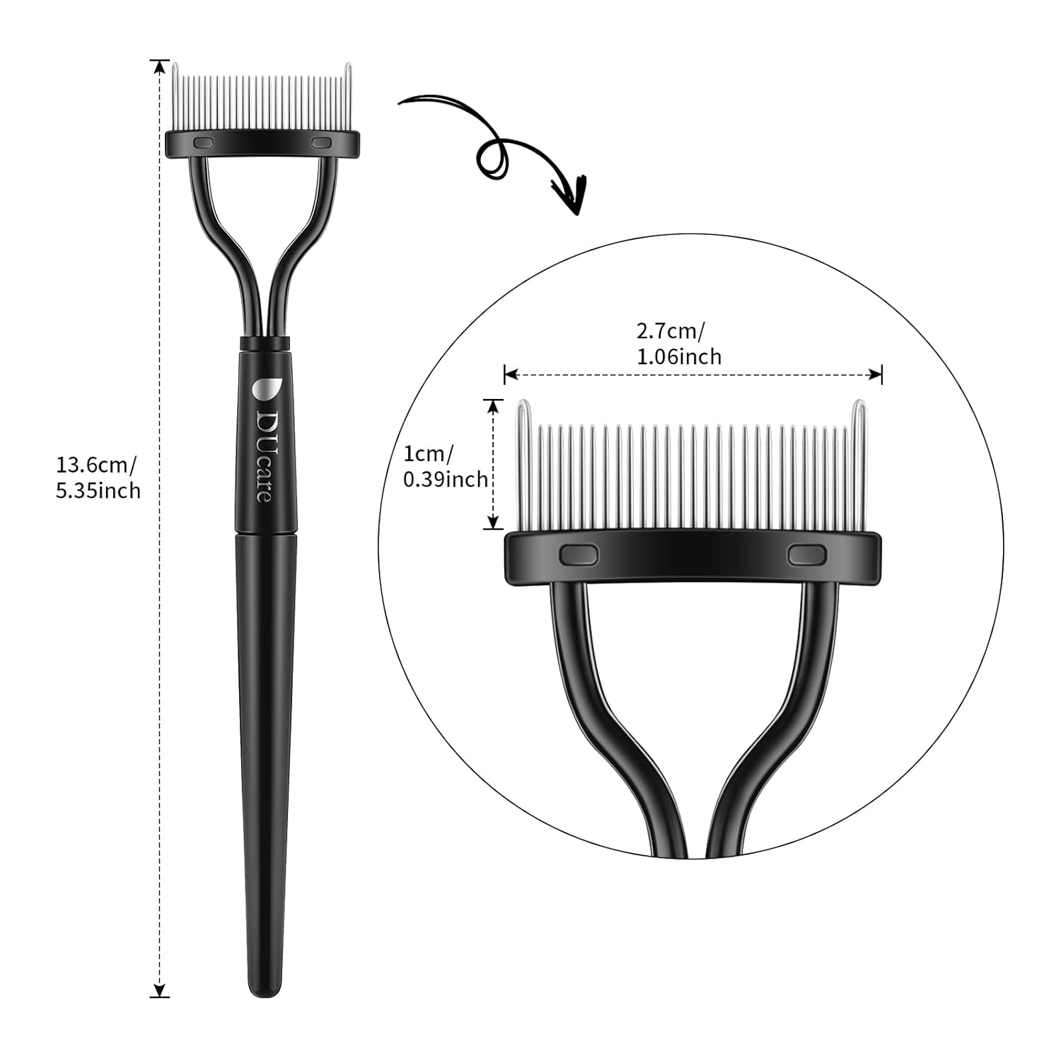 Eyelash Comb Eyebrow Brush DUcare Eyelash Separator Mascara Applicator Eyelash Definer With Comb Cover Arc Designed Cosmetic Brushes Tool Black-FemmiqueWomen