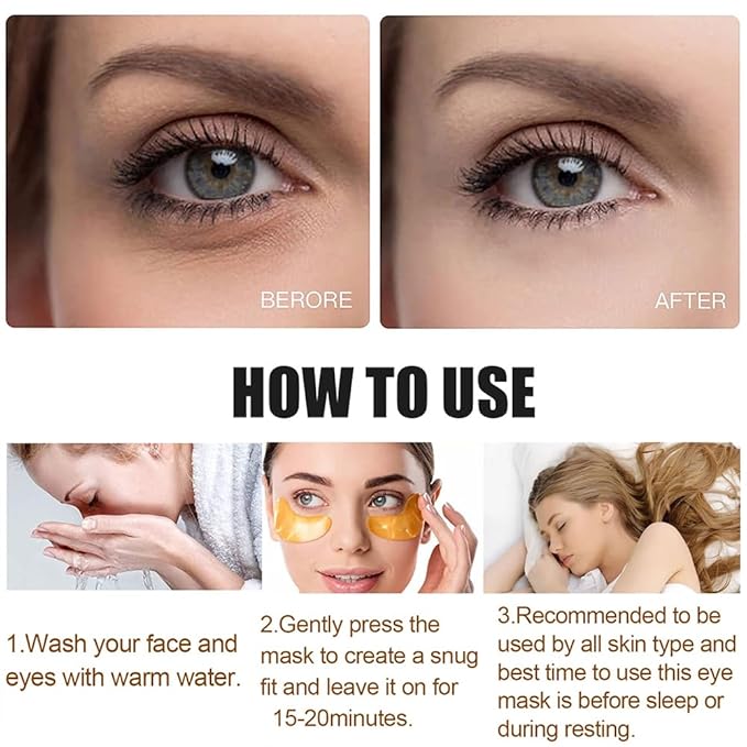 30 Pairs Lip Mask & 24K Gold Gel Eye Masks,Crystal Collagen Eye Patches for Puffy Eyes,Moisture Lip Care Mask Reducing Fine Lines,For Anti-Ageing & Anti Chapped,Effectively Nourishes the Lip&Eye Skin-FemmiqueWomen