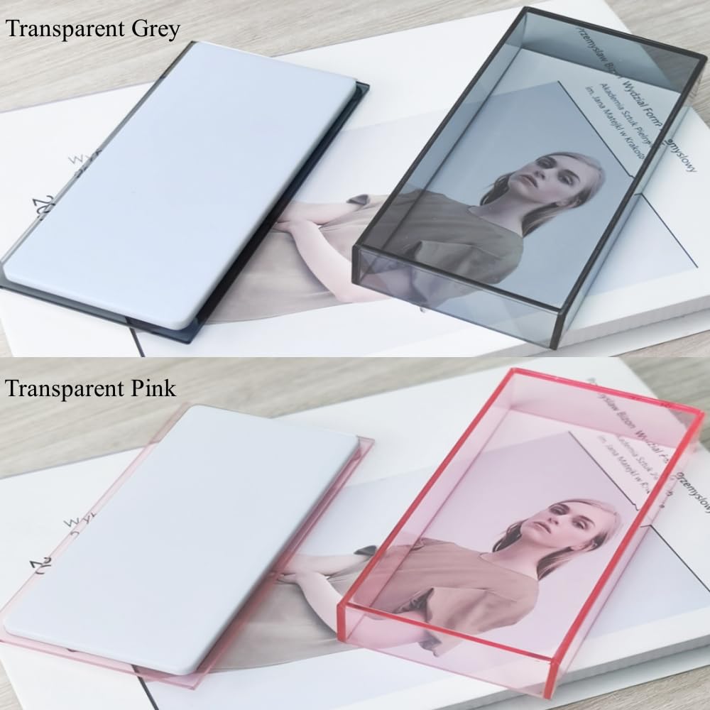 Grafting False Eyelash Acrylic Extension Pallet Organizer, Eyelash Extension Glue Tweezers Plate Makeup Palette, Dustproof Storage Box Display Training Tools Salon (Transparent Grey)-FemmiqueWomen