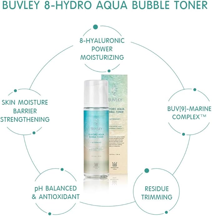 [BUVLEY] 8-Hydro Aqua Bubble Innovative Facial Toner, Deep Hydrating, Moisturizing, Anti Aging - Cruelty Free, Made in Korea Pack of (1)-FemmiqueWomen