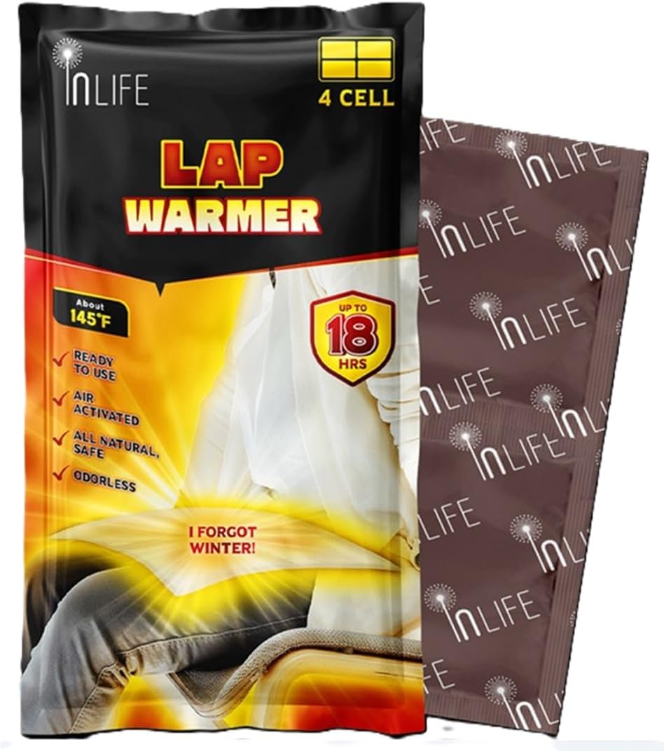 InLife Super Warmer for Lap and Body, All Natural & Safe, Bigger & Wider Area Covered, Higher Heating 145°F, Air Activated, Easy & Comfort, Steady Longer Lasting, Odorless, 10 Packs-FemmiqueWomen
