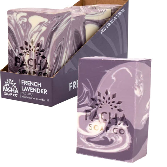 Pacha Soap Co. Bar Soap - Premium, Handcrafted, Hydrating, Natural Face Wash, Hand Cleanser, Body Wash, Soothing Essential Oils (French Lavender, 5-Pack, 4 oz ea)-FemmiqueWomen